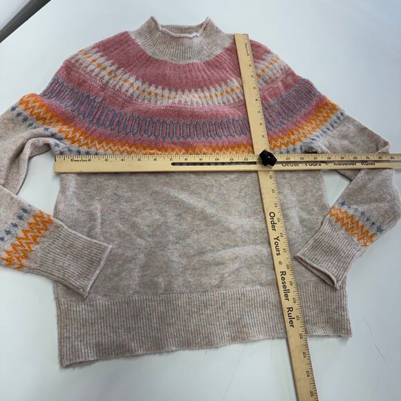 J.Crew Sweater Womens XX Small Pink Fair Isle Yoke Rollneck Supersoft Yarn - Picture 7 of 9